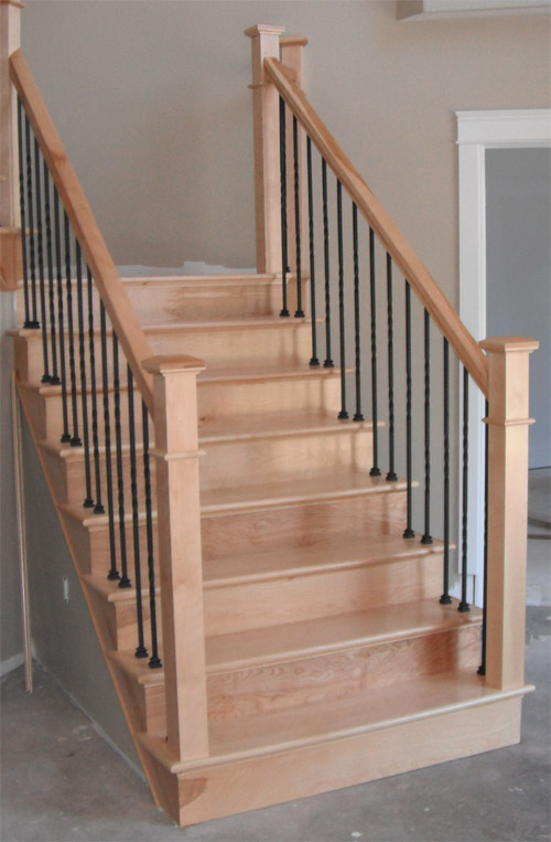 Square Craftsman Newel Post & Twist Metal Balusters - Picture #1