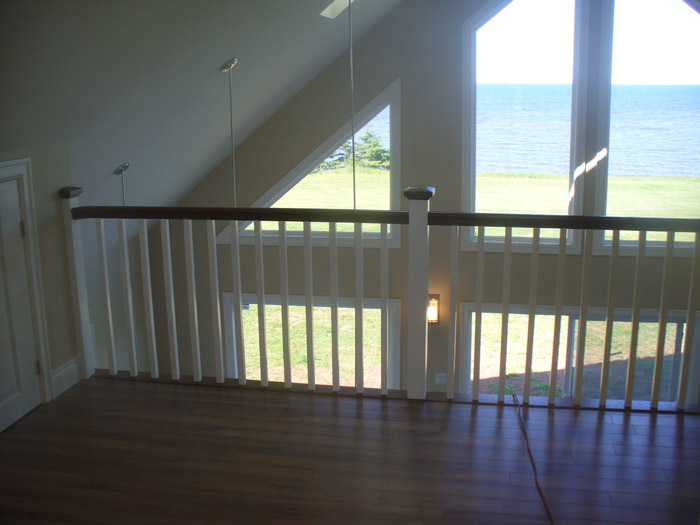 White Square Balusters & White Square Post With Stained Top Cap - Picture #6