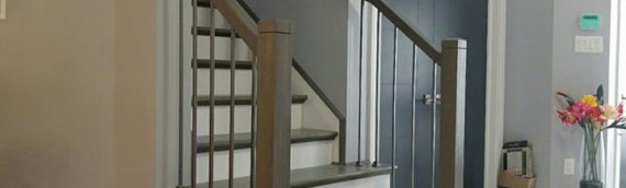 Modern profile hand rail and metal baluster install
